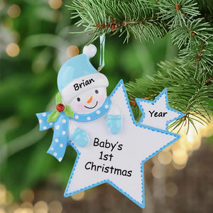 Maxora Personalized Ornament Baby‘s 1st Christmas Star Boy