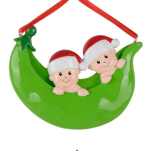 Personalized Christmas Gift Holiday Decor Ornament Peapod Family 2