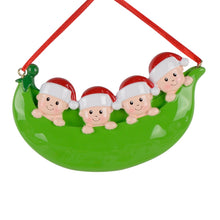 Load image into Gallery viewer, Personalized Christmas Ornament Peapod Family 4
