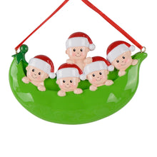 Load image into Gallery viewer, Personalized Christmas Ornament Peapod Family 5
