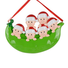 Load image into Gallery viewer, Personalized Christmas Ornament Peapod Family 6
