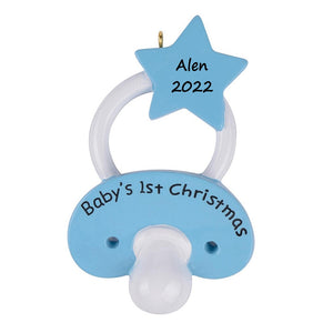 Personalized Holiday Ornament Infant pacifier Boy