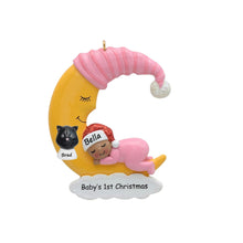 Load image into Gallery viewer, Maxora Personalized Baby Ornament Christmas Gift Sleep in Moon Boy/Girl
