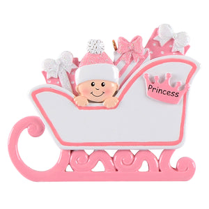 Personalized Baby's First Christmas Ornament Baby Pram Blue/Pink