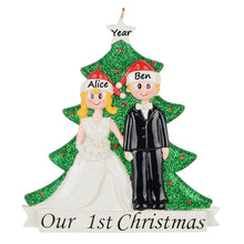 Load image into Gallery viewer, Personalized Christmas Ornament Wedding Couple Blonde Hair
