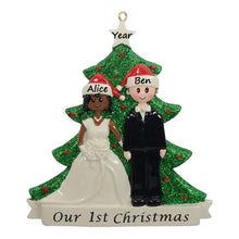 Load image into Gallery viewer, Personalized Christmas Wedding Couple Ornament Ethnic Bride and White Groom
