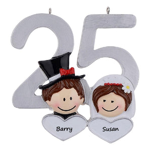 Personalized Christmas Gift Couple Silver and Golden Anniversary Ornament 25th/50th