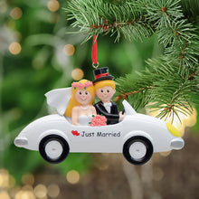 Load image into Gallery viewer, Personalized Christmas Wedding Ornament Just Married Couple
