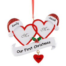 Load image into Gallery viewer, Personalized Couple Ornament Mr &amp; Mrs 1st Christma
