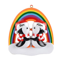 Load image into Gallery viewer, Personalized Christmas Ornament LGBT Penguin Love
