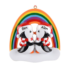 Personalized Gift for Christmas LGBT Penguin Love Couple Ornament