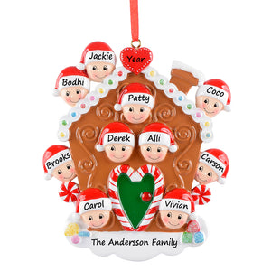 Christmas Gift for Large Family Holiday Ornament Gingerbread House Family 10