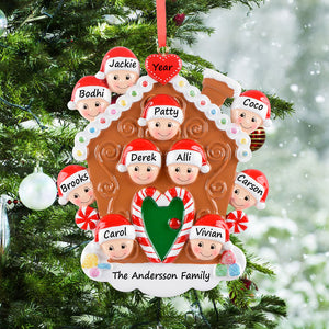 Christmas Gift for Large Family Holiday Ornament Gingerbread House Family 10