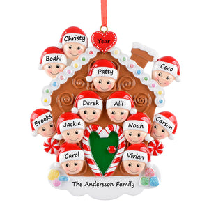 Customize Christmas Family Gift Hanging Ornament Gingerbread House Family 12