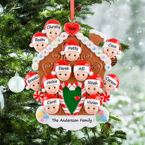 Customize Christmas Family Gift Hanging Ornament Gingerbread House Family 12