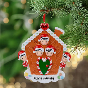 Personalized Christmas Ornament Gingerbread House Family