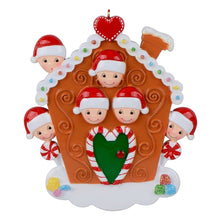 Load image into Gallery viewer, Personalized Christmas Ornament Gingerbread House Family
