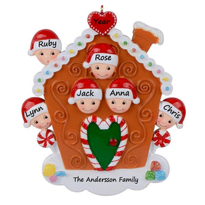 Personalized Christmas Ornament Gingerbread House Family 6