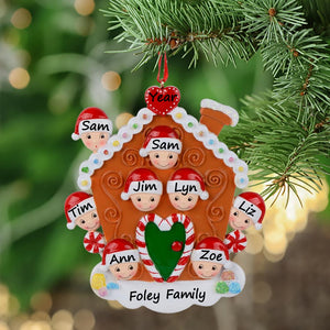 Customize Ornament Christmas Gift Gingerbread House Family 8
