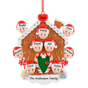 Personalized Ornament Christmas Gift Gingerbread House Family 9