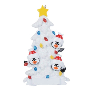 Personalized Christmas Gift Family Ornament Penguin Family White