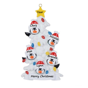 Personalized Christmas Gift Family Ornament Penguin Family White