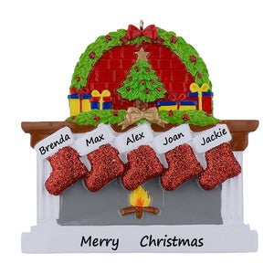 Personalized Christmas Ornament Fireplace stockings Family 5