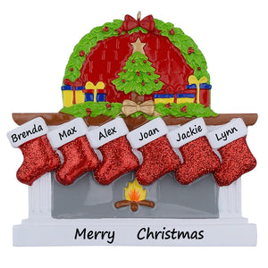 Personalized Christmas Ornament Fireplace stockings Family 6