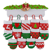 Load image into Gallery viewer, Personalized Christmas Ornament Mantel Gloves Family
