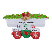 Load image into Gallery viewer, Personalized Christmas Ornament Mantel Gloves Family 3
