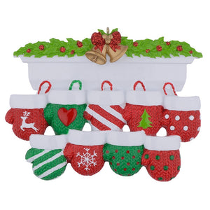 Personalized Christmas Ornament Mantel Gloves Family