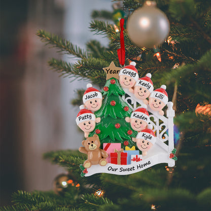 Christmas Morning Family of 7 Personalized Ornament