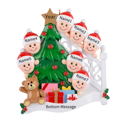 Christmas Morning Family of 7 Personalized Ornament