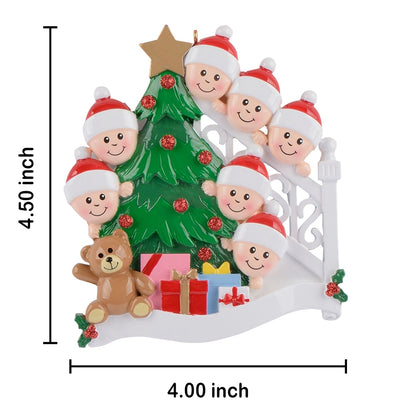 Christmas Morning Family of 7 Personalized Ornament