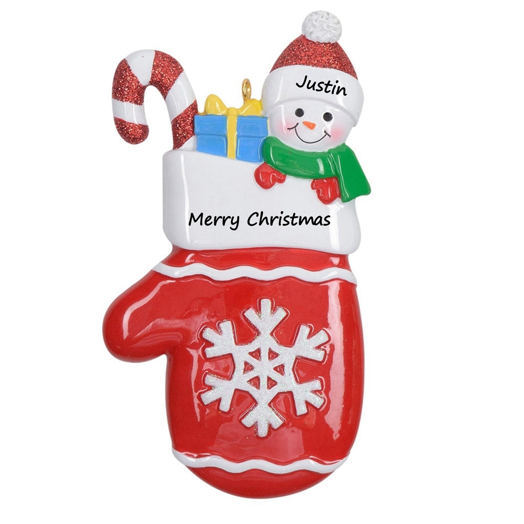 Personalized Christmas Ornament Snow Baby Mitten