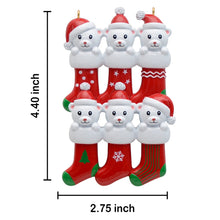 Load image into Gallery viewer, Personalized Christmas Ornament Bear Stocking Family
