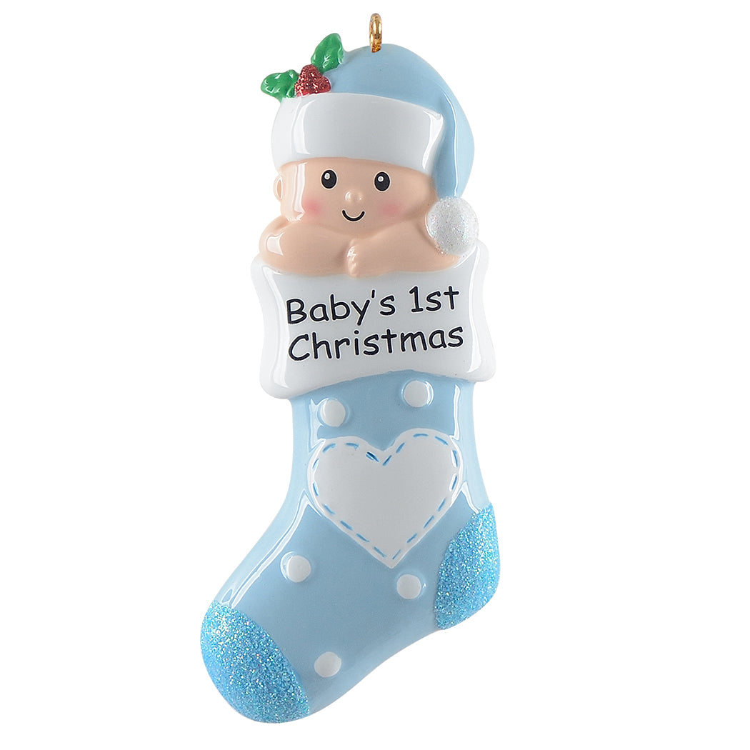 2024 Personalized Baby's 1st Christmas Blue Christmas Ornament Holiday Memory