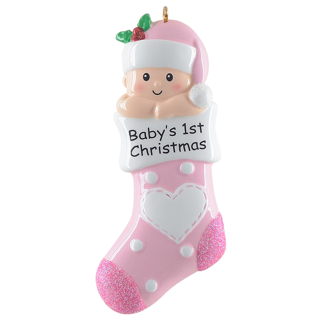 2024 Personalized Baby's 1st Christmas Pink Christmas Ornament Holiday Memory