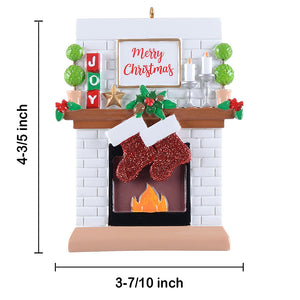 Personalized Christmas Ornament Fireplace Stockings Family 2