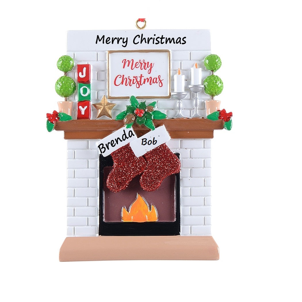 Personalized Christmas Ornament Fireplace Stockings Family 2