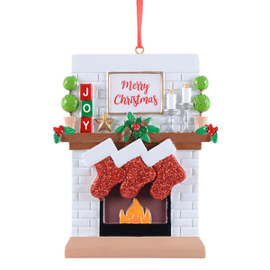 Personalized Christmas Ornament Fireplace Stockings Family 3