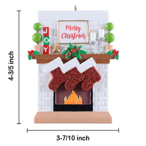Personalized Christmas Ornament Fireplace Stockings Family 3