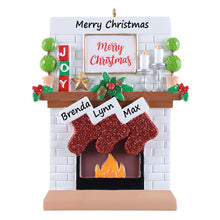 Load image into Gallery viewer, Personalized Christmas Ornament Fireplace Stockings Family 3
