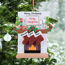 Load image into Gallery viewer, Personalized Christmas Ornament Fireplace Stockings Family 3
