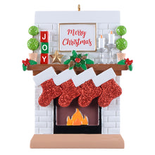 Load image into Gallery viewer, Personalized Christmas Ornament Fireplace Stockings Family 4
