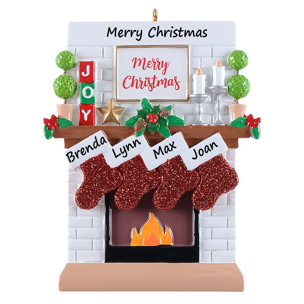 Personalized Christmas Ornament Fireplace Stockings Family 4