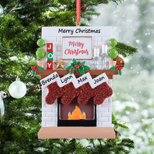 Load image into Gallery viewer, Personalized Christmas Ornament Fireplace Stockings Family 4
