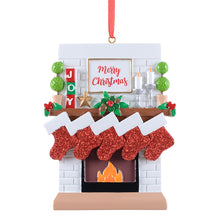 Load image into Gallery viewer, Personalized Christmas Ornament Fireplace Stockings Family 5
