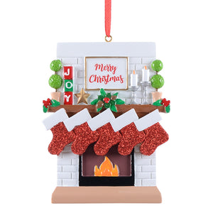 Personalized Christmas Ornament Fireplace Stockings Family 5