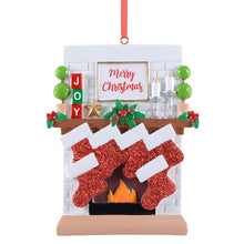 Load image into Gallery viewer, Personalized Christmas Ornament Fireplace Stockings Family 6
